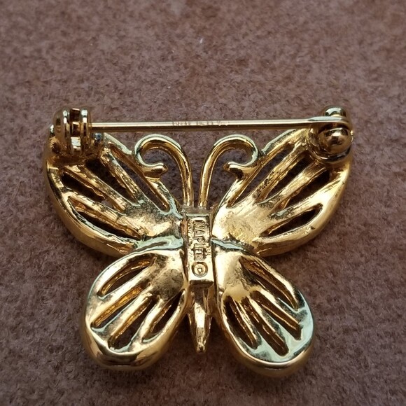 Vintage Napier Butterfly Brooch – Gold Tone Rope Detail – Signed - Picture 7 of 7